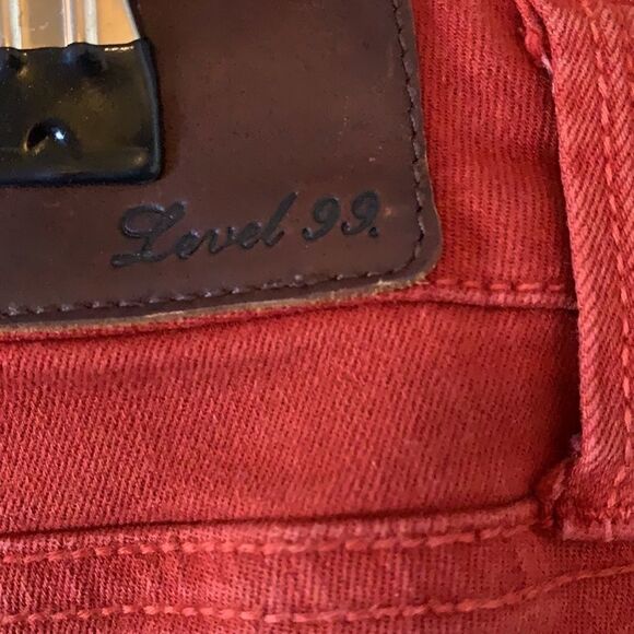LEVEL 99 red denim four pocket pants Janice ultra skinny style size 26 - Picture 6 of 10